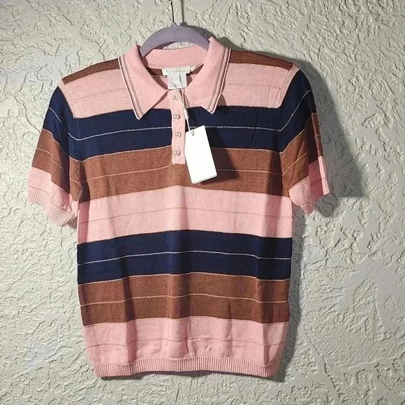 Foxiedox (Anthropologie)brand striped knit polo for women brand new with tags - Picture 6 of 9